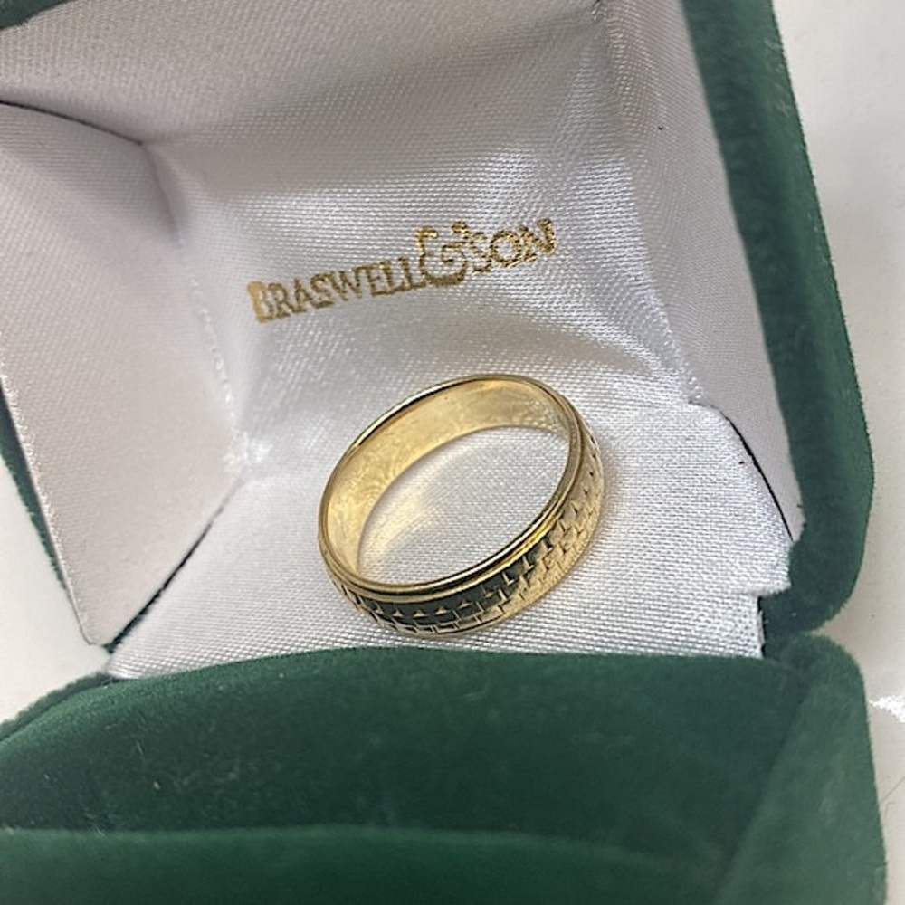 Mens 14k Gold Ring Tire Print - Picture 3 of 5